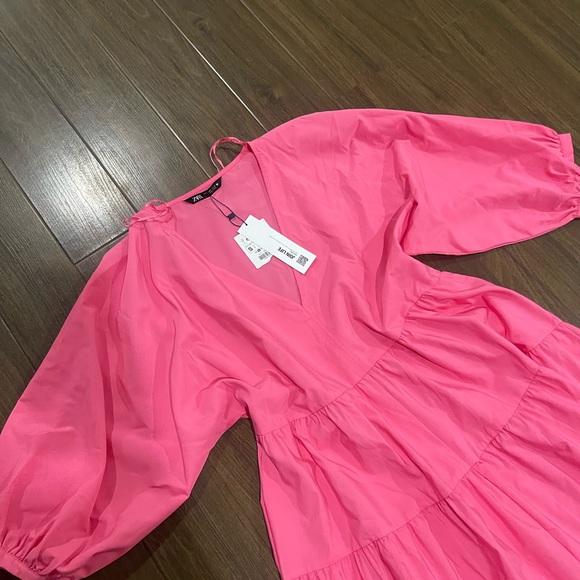 Zara new sleeve poplin pink dress - Picture 3 of 6